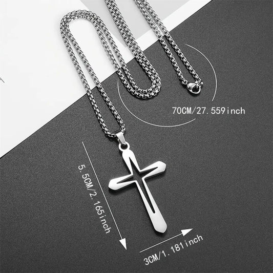 Celestial cross pendant with chain (Titanium silver edition)