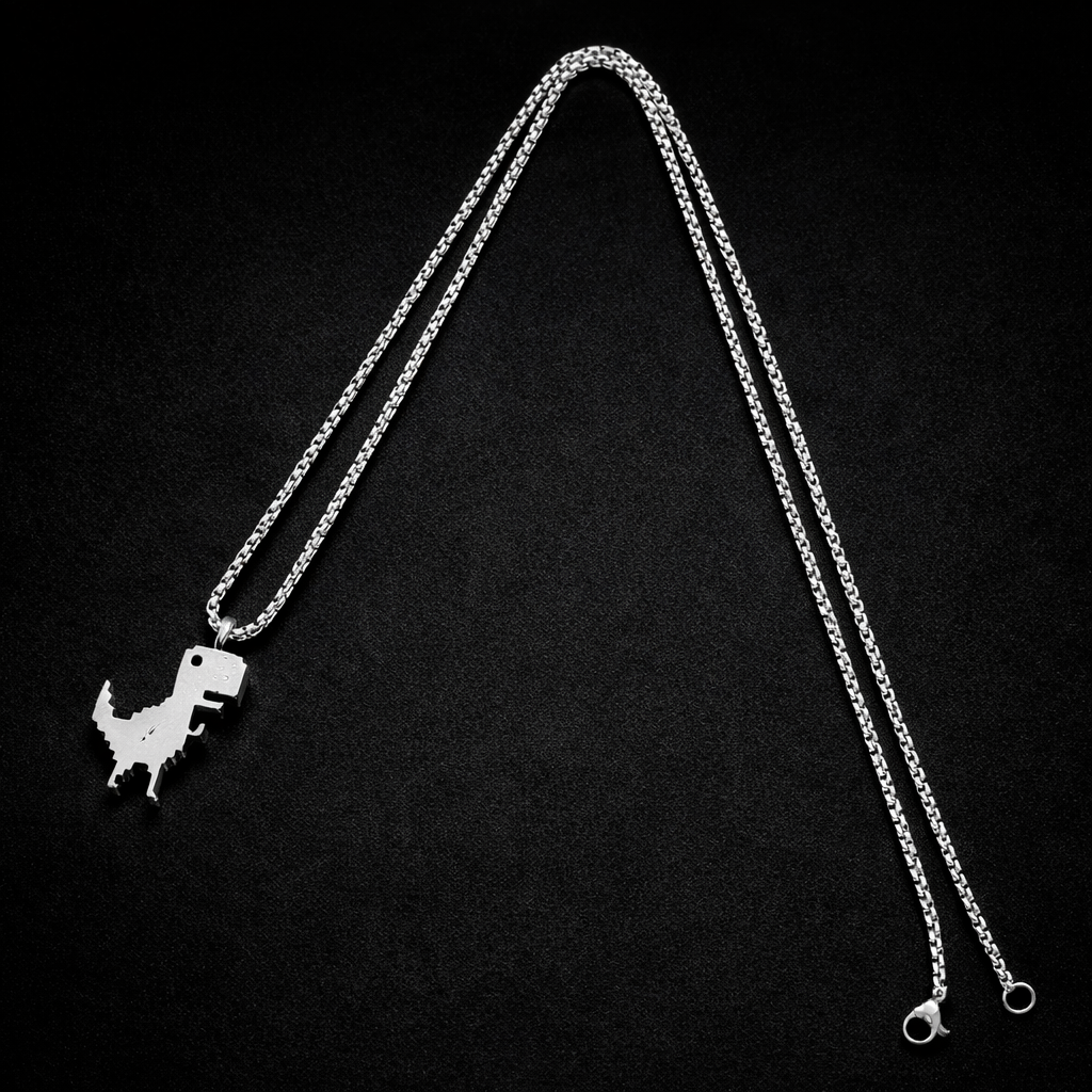 Pixel dino pendant with chain (Limited edition)