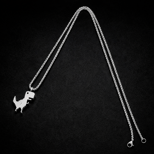 Pixel dino pendant with chain (Limited edition)