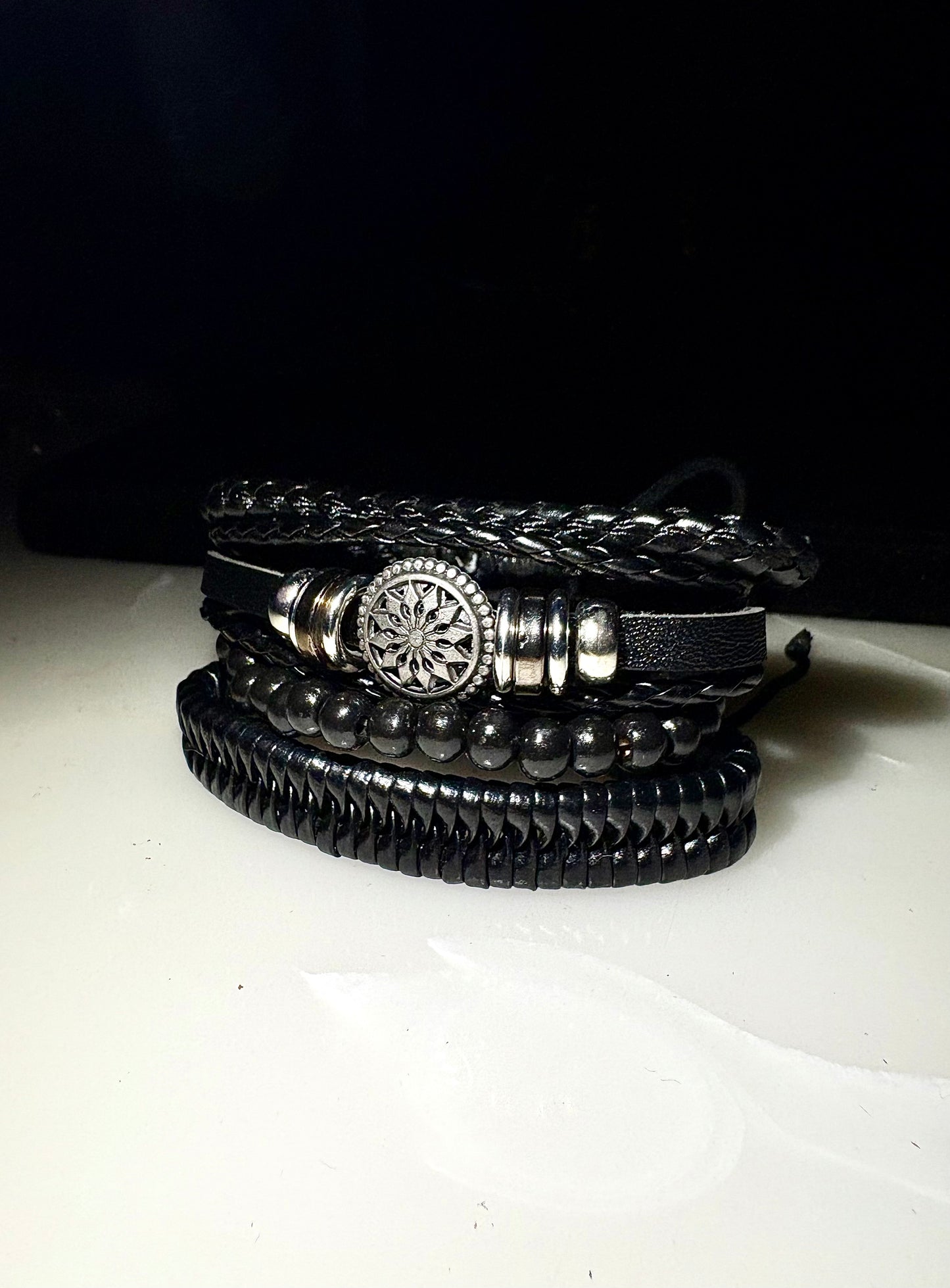Crucifix leather bracelet (4 bracelet set)
