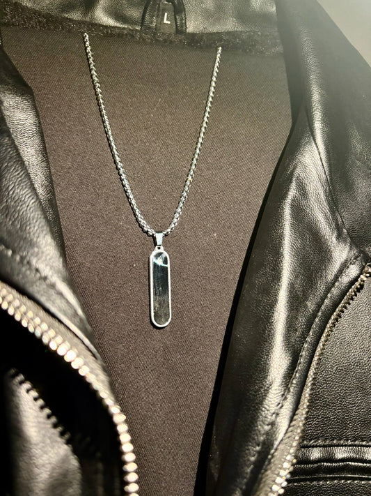 Obsidian bar pendant chain