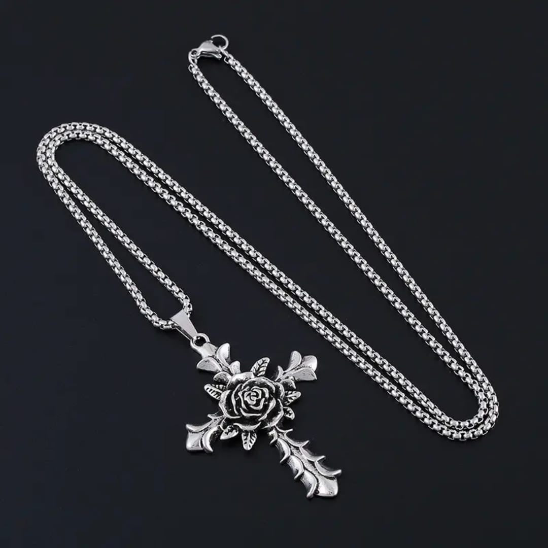Cryptic rose cross pendant with chain (Limited edition) – Gonzo