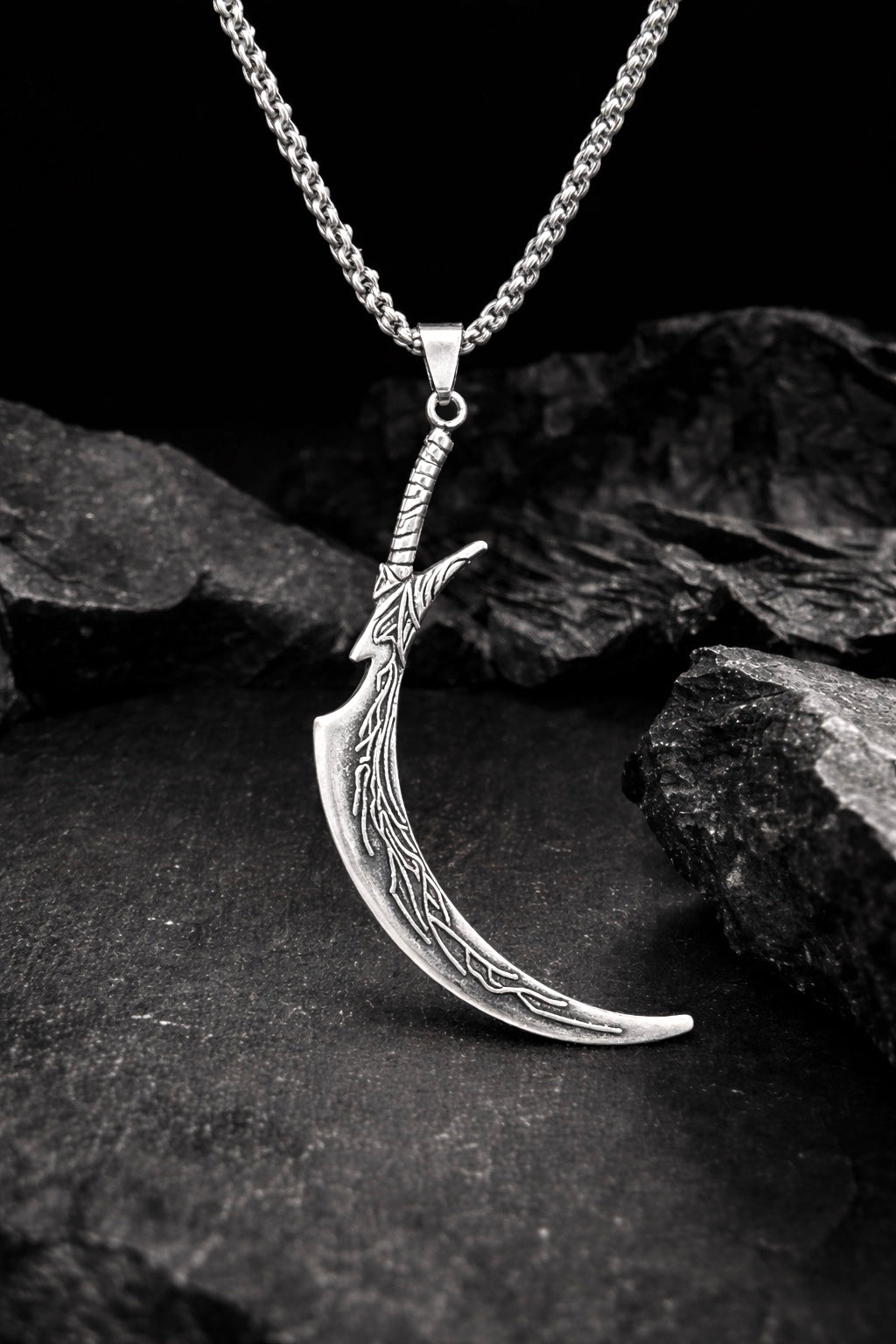 Dark night moon sword pendant with chain