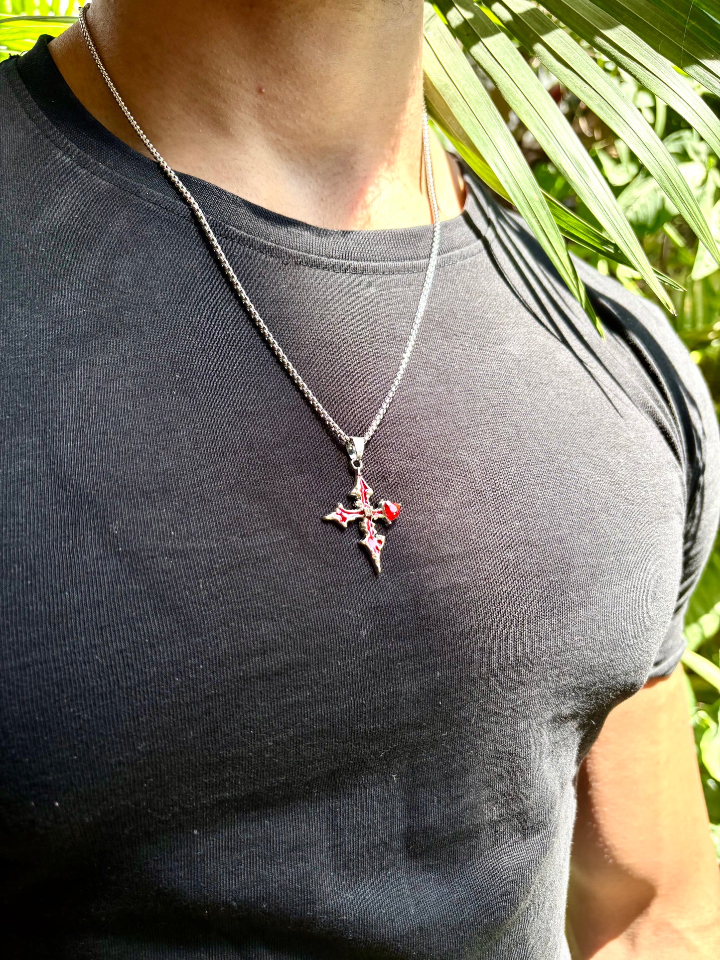 Chrome lucifer blood heart pendant with chain (Limited edition)