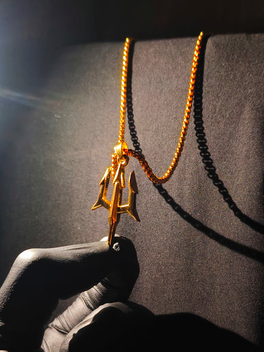 18K Gold plated Trident pendent chain