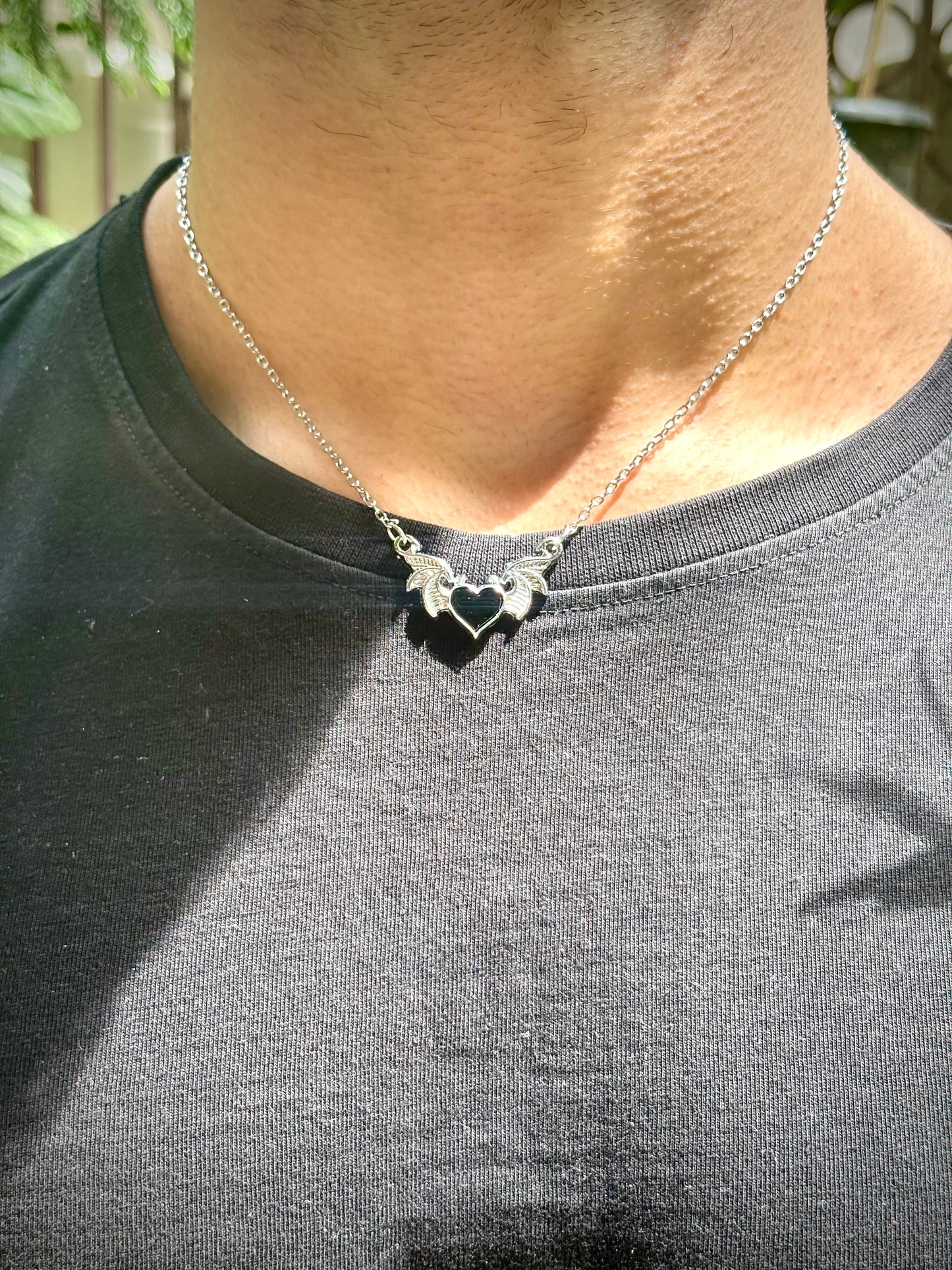 Gothic devil heart winged pendant with chain (Limited edition)