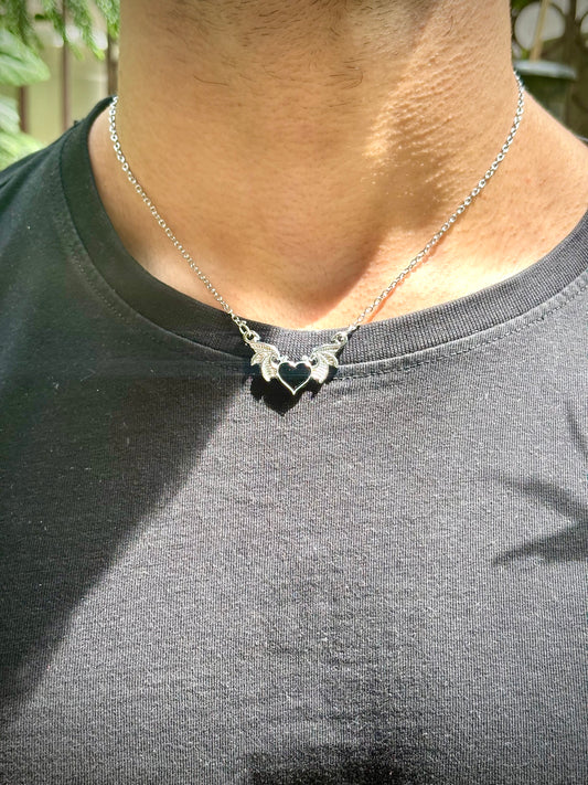 Gothic devil heart winged pendant with chain (Limited edition)