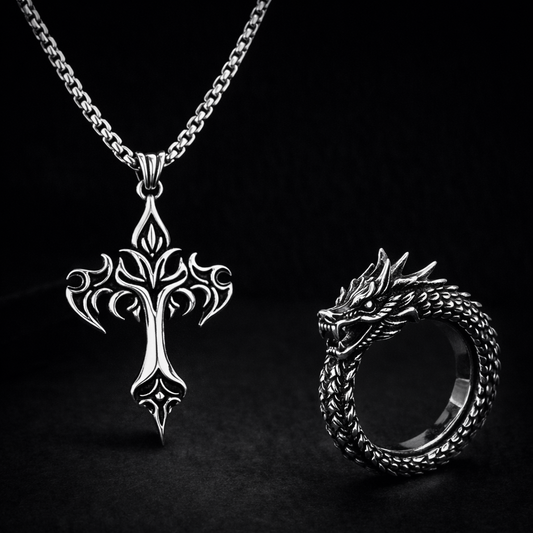 Dragon cross pendant chain x Dragon’s breath ring combo (Limited edition)