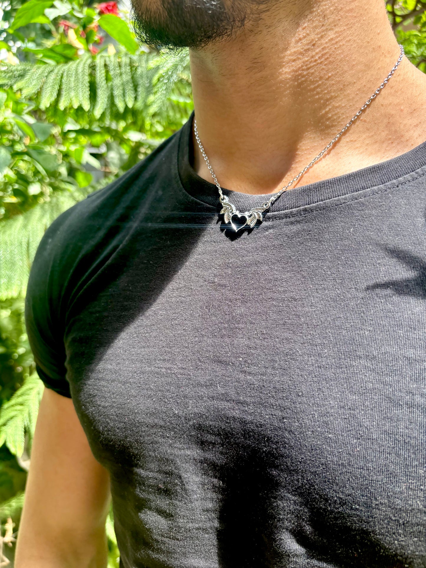 Gothic devil heart winged pendant with chain (Limited edition)