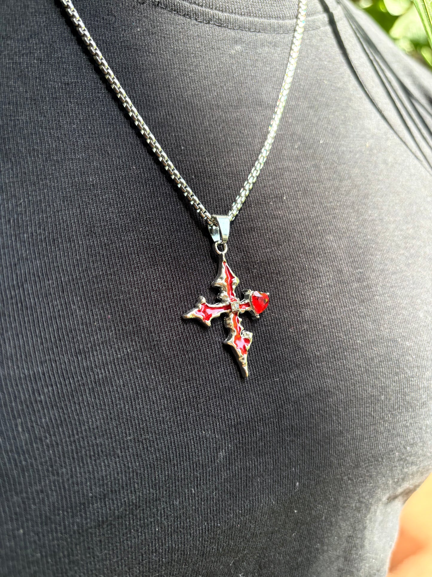 Chrome lucifer blood heart pendant with chain (Limited edition)