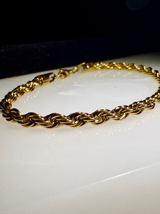 22k rhodium gold plated twisted rope bracelet (limited edition)