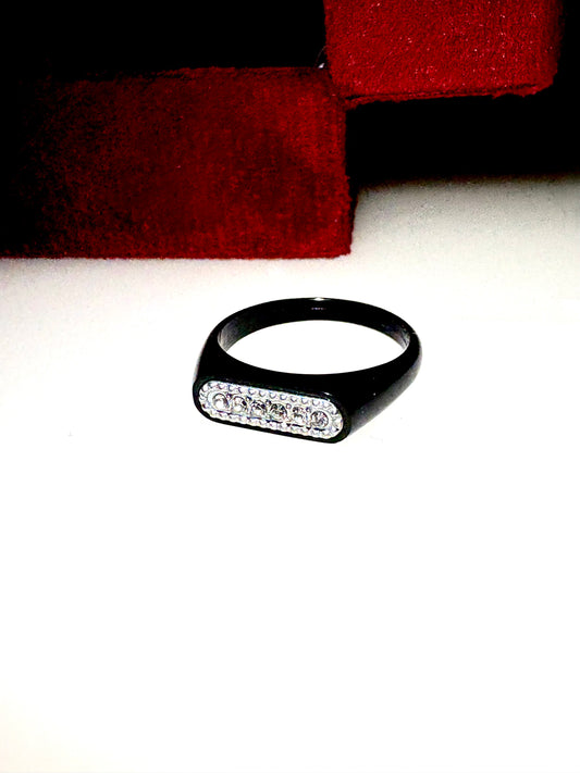 Urban emperor jet black diamond ring (Size - universal one size)