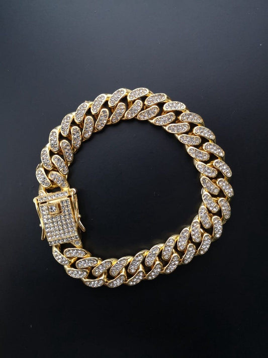 18K Gold plated Iced out Cuban bracelet (Limited edition)