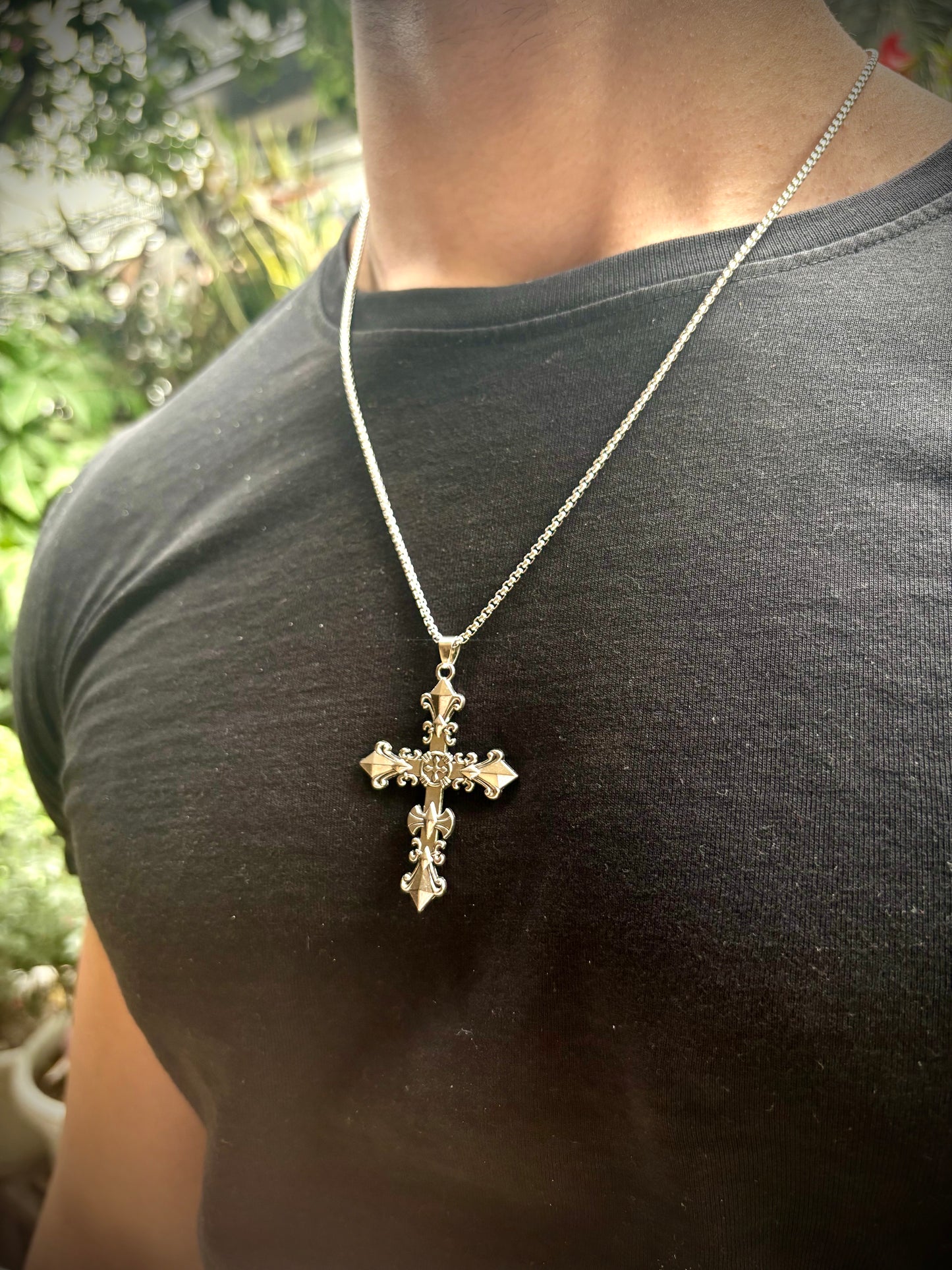 Shadow relic cross pendant with chain