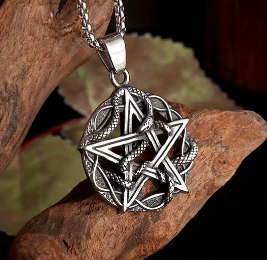 Retro gothic snake coiled pendant with chain (Limited edition)