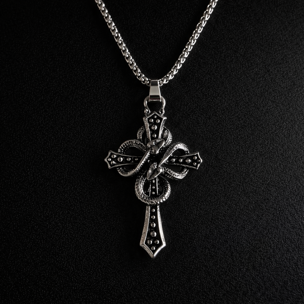 Crucifix medusa cross pendant with chain (Limited edition)