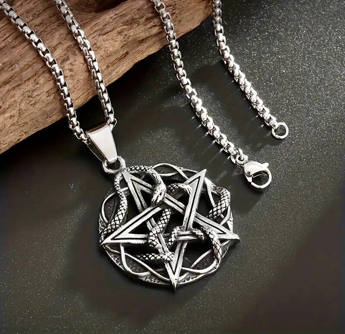 Retro gothic snake coiled pendant with chain (Limited edition)