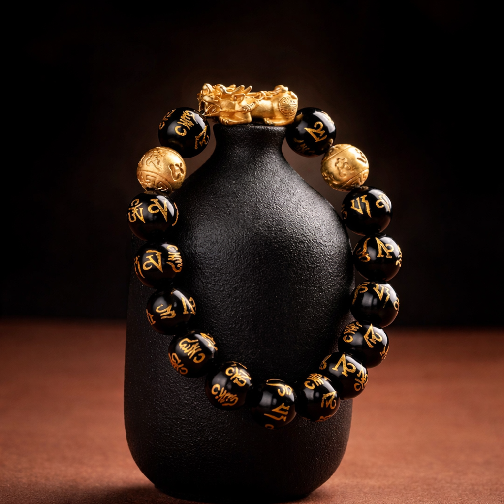 Fengushi black obsidian 
PIXIU WEALTH energised Bracelet (Limited edition)