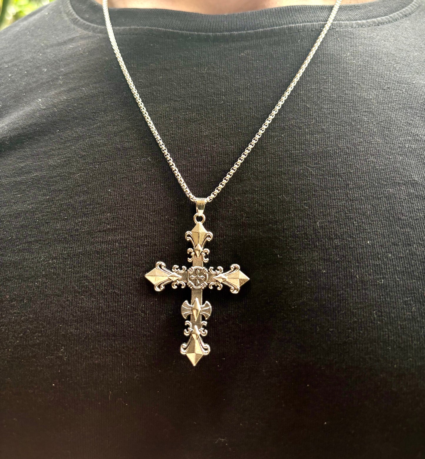 Shadow relic cross pendant with chain