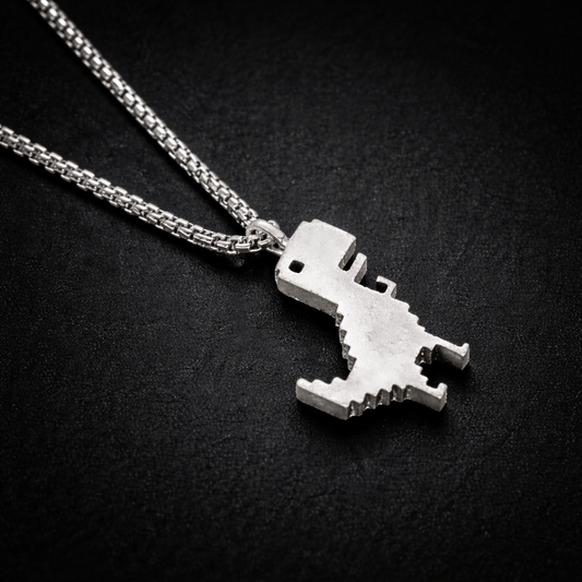 Pixel dino pendant with chain (Limited edition)