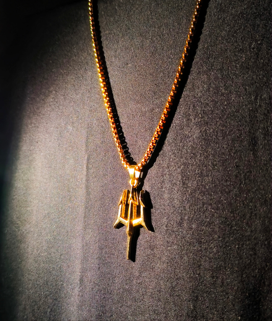 18K Gold plated Trident pendent chain