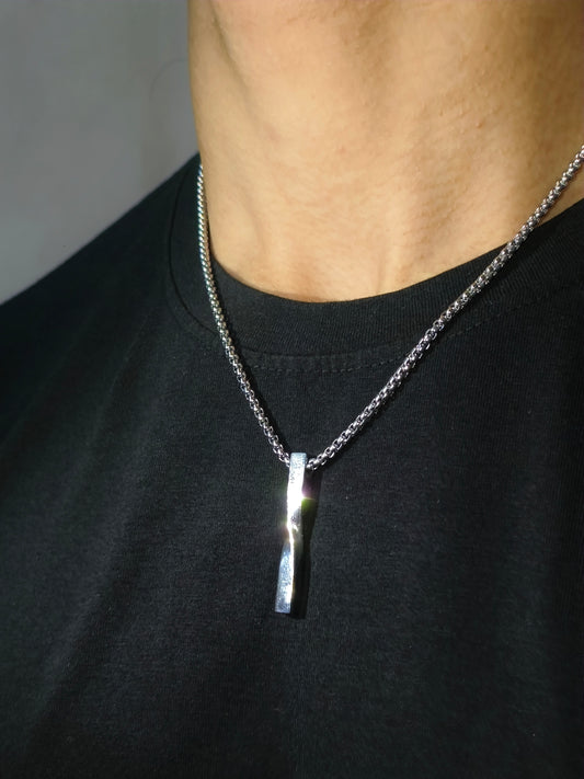 Twisted steel Bar pendent chain.